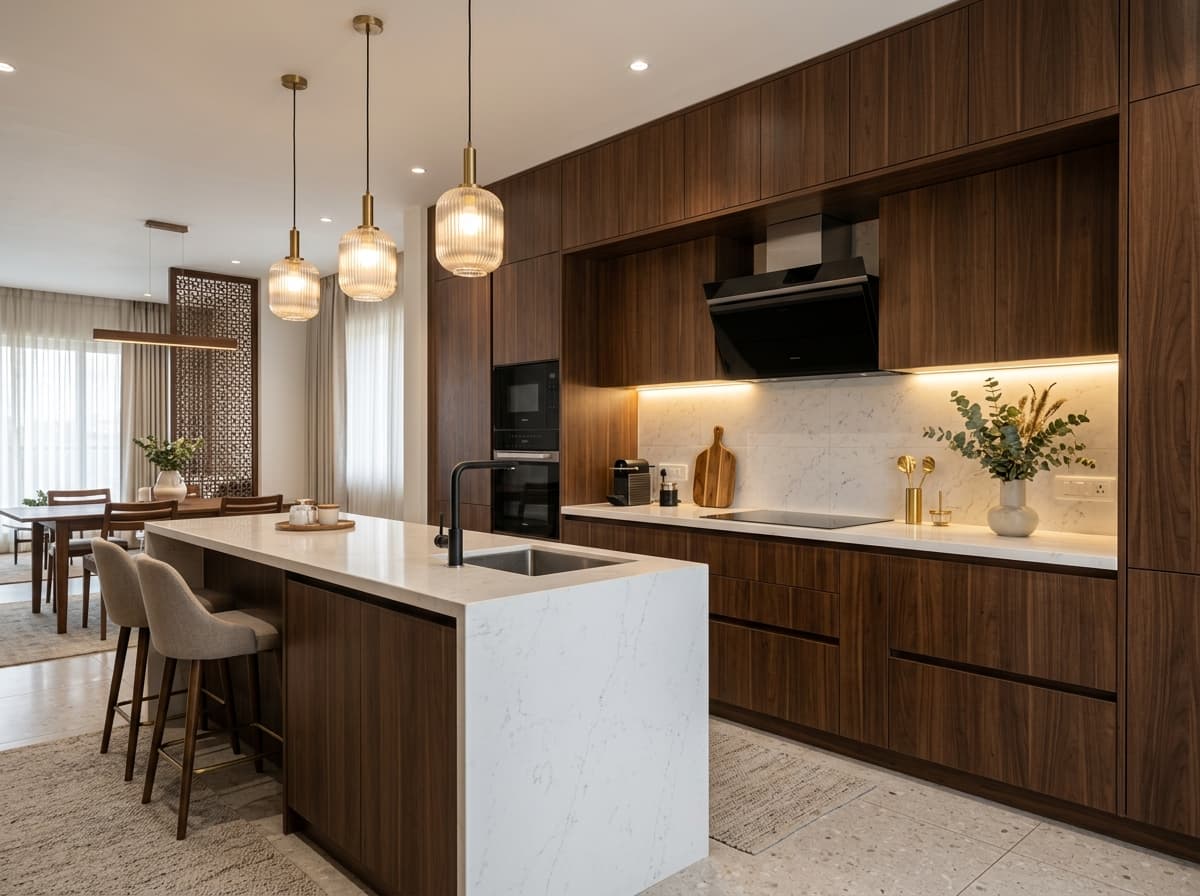 Modern luxury modular kitchen by Zplus Interiors in Chennai